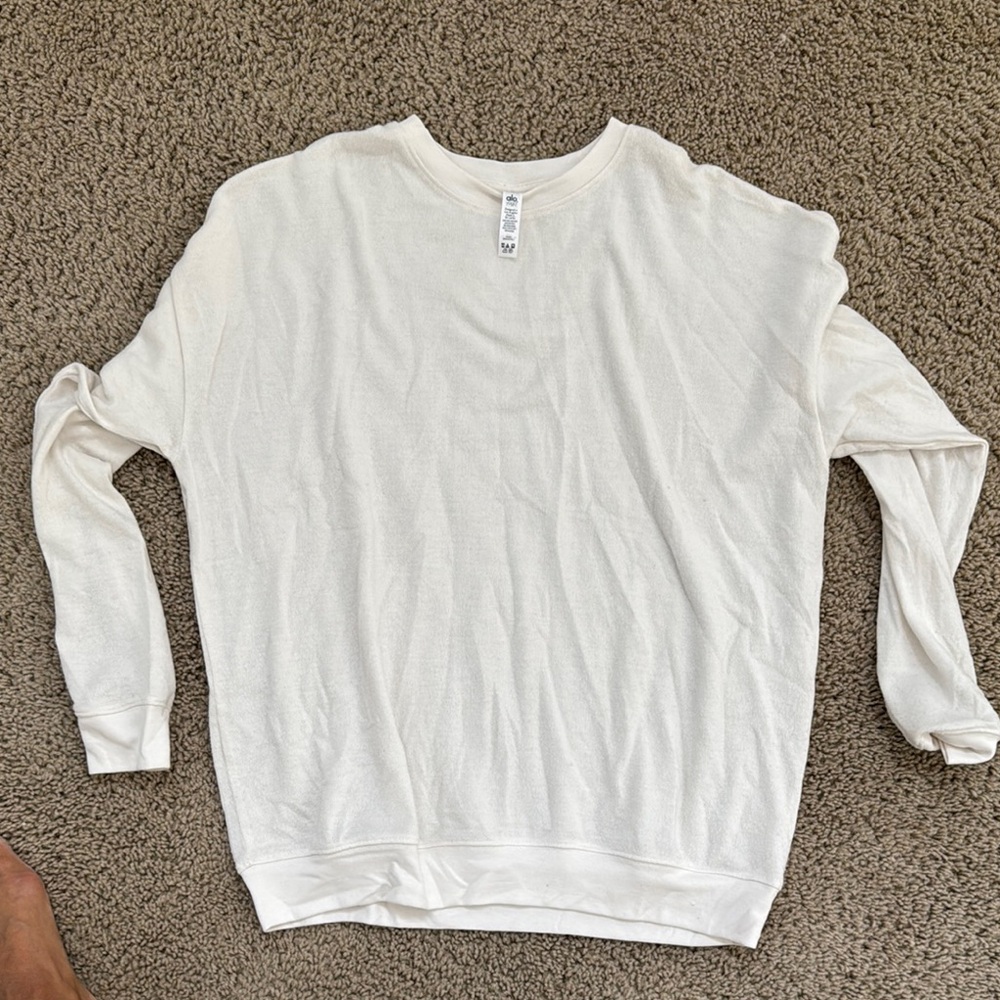 ALO Yoga White Crewneck Sweater Soft Lightweight Casual